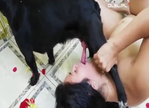 Brunette hottie wants to fuck a black dog