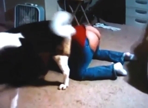 Doggystyle banging session with a girl in pants