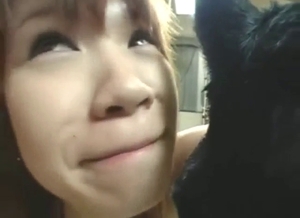 Japanese lady eating a dog's ass just for fun